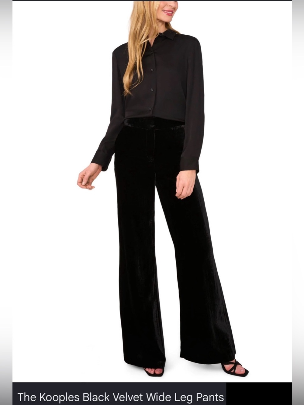 🏷️ NWT The Kooples Women’s Black Velvet Wide-Leg Pants, French Size 34 US Size 2